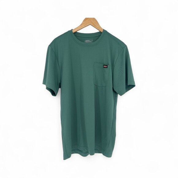 Dickies Work Shirt Mens Medium Olive Green Front Pocket Tee Quick Dry Workwear - Picture 1 of 4